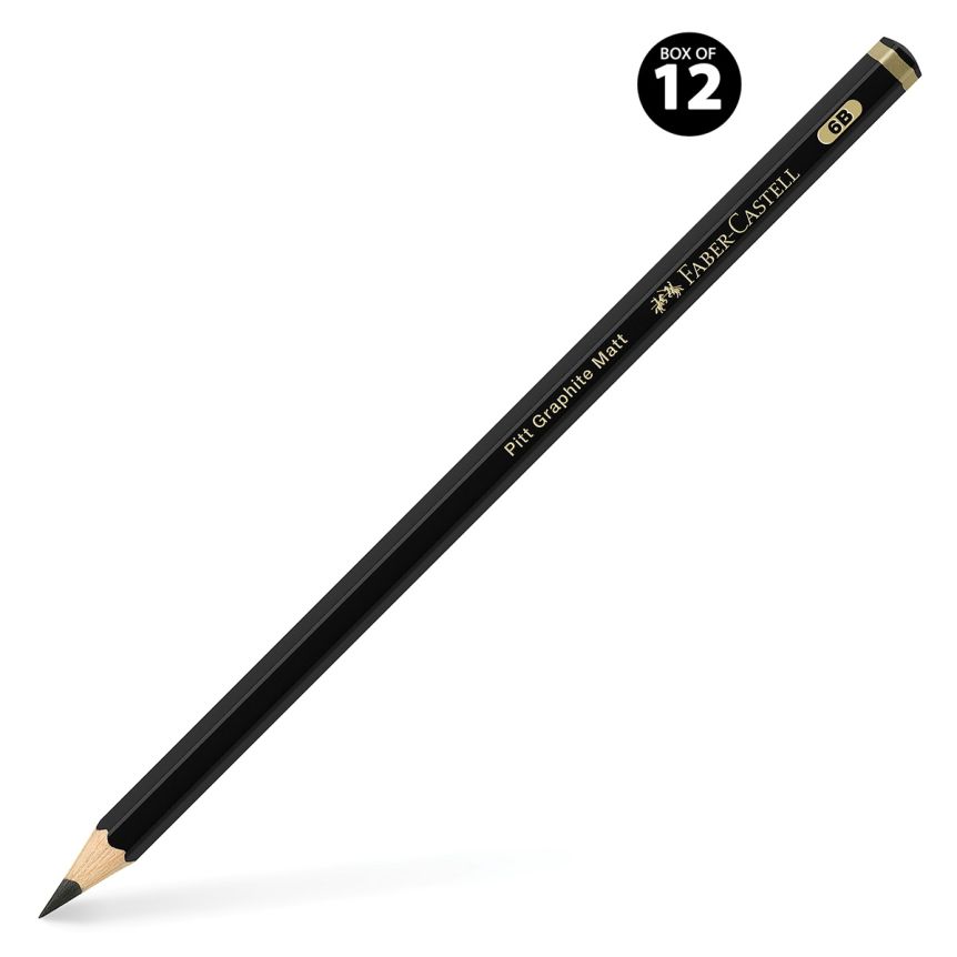 Faber-Castell Pitt Graphite 6B Matt Black Pencil, Box of 12