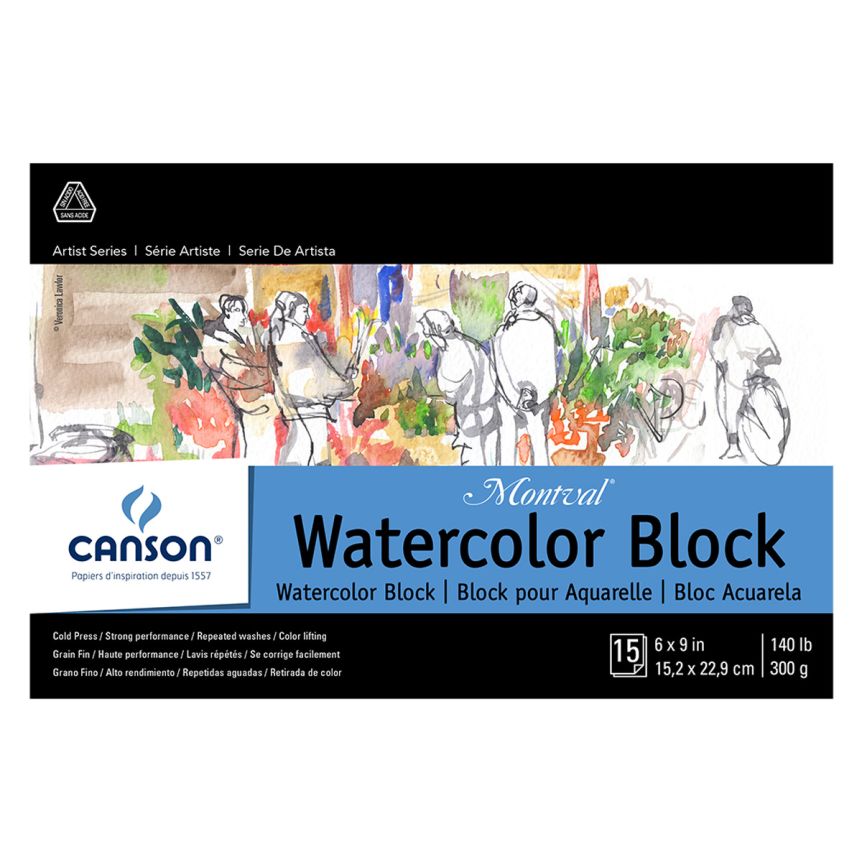 Canson Montval Watercolor Blocks Cold Press 6" x 9" (15 Sheets) 