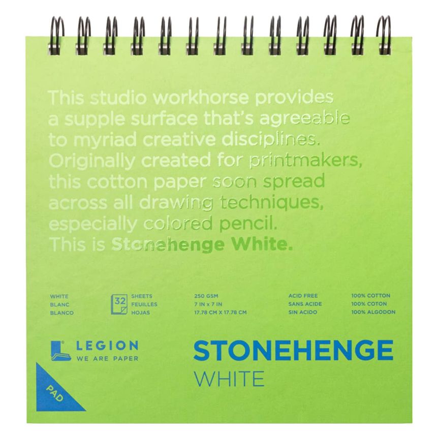 Stonehenge Paper Wirebound Journal 7x7", White Pad (32 Sheets)