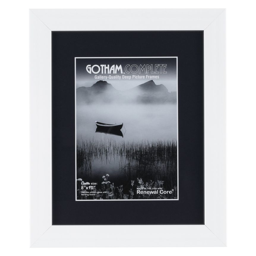 Gotham Complete White 1 3/8" Deep 8x10 Frame w/ Glass + Backing