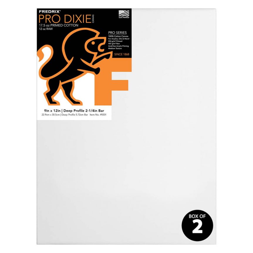 Fredrix Dixie PRO Series Stretched Canvas 2-1/4" - 9"x12" (Box of 2)