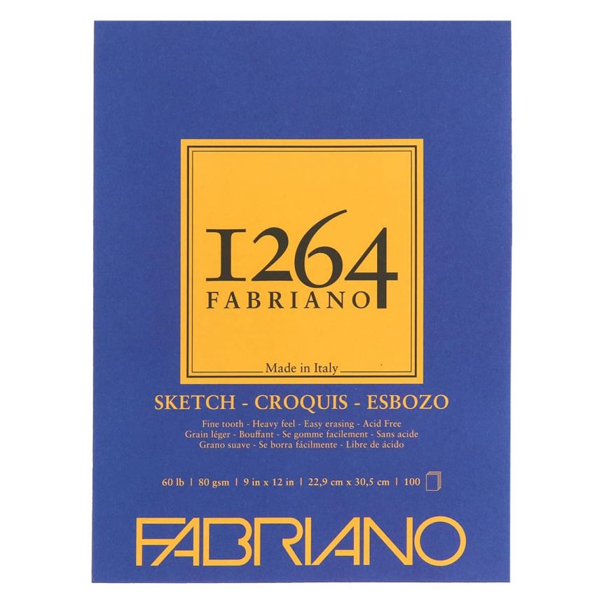 Fabriano 1264 Sketch Paper Pad - 9"x12", 60lb (100-Sheet)