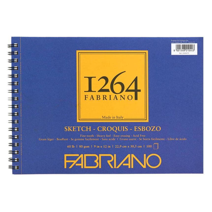 Fabriano 1264 Sketch Spiral Pad - 9"x12" Landscape, 60lb (100-Sheet)