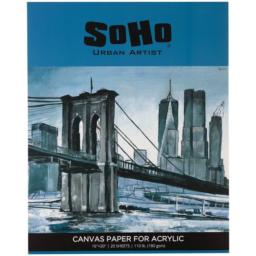 SoHo 180 GSM Acrylic Canvas Paper Pad 16x20in 20-Sheets