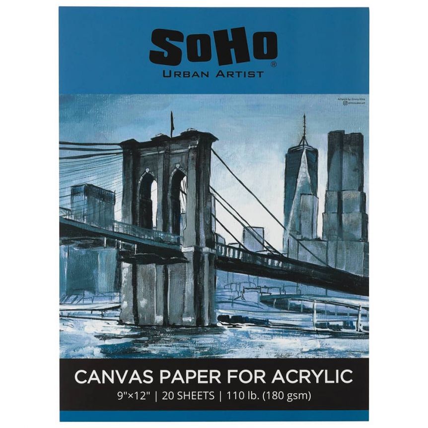 SoHo 180 GSM Acrylic Canvas Paper Pad 9x12in 20-Sheets
