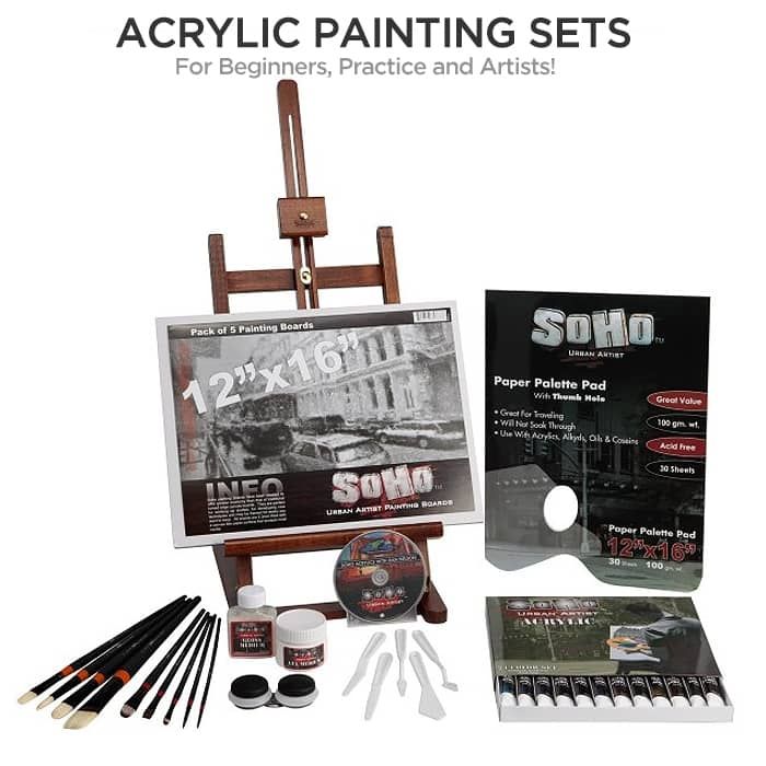 Art Set With Acrylic Paint Canvas Panel And Brushes Canvas Painting Set For  Kids - Buy Painting Kit,Drawing Set,Art Material Set Product on