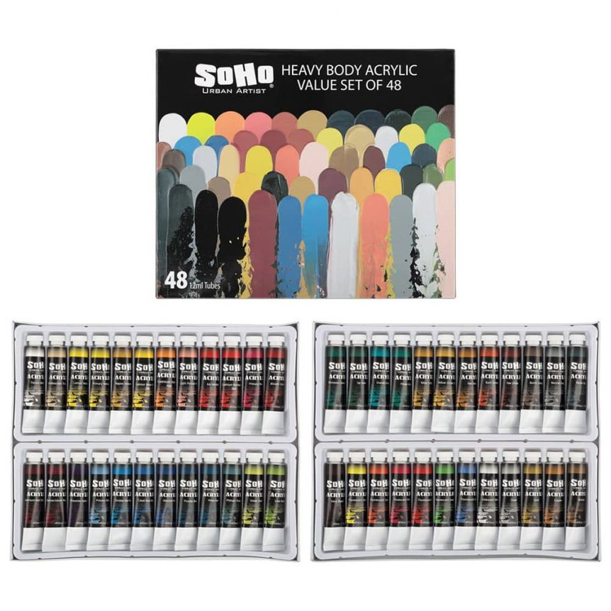 SoHo Urban Artists Heavy Body Acrylic Value 12 ml Set of 48 Assorted