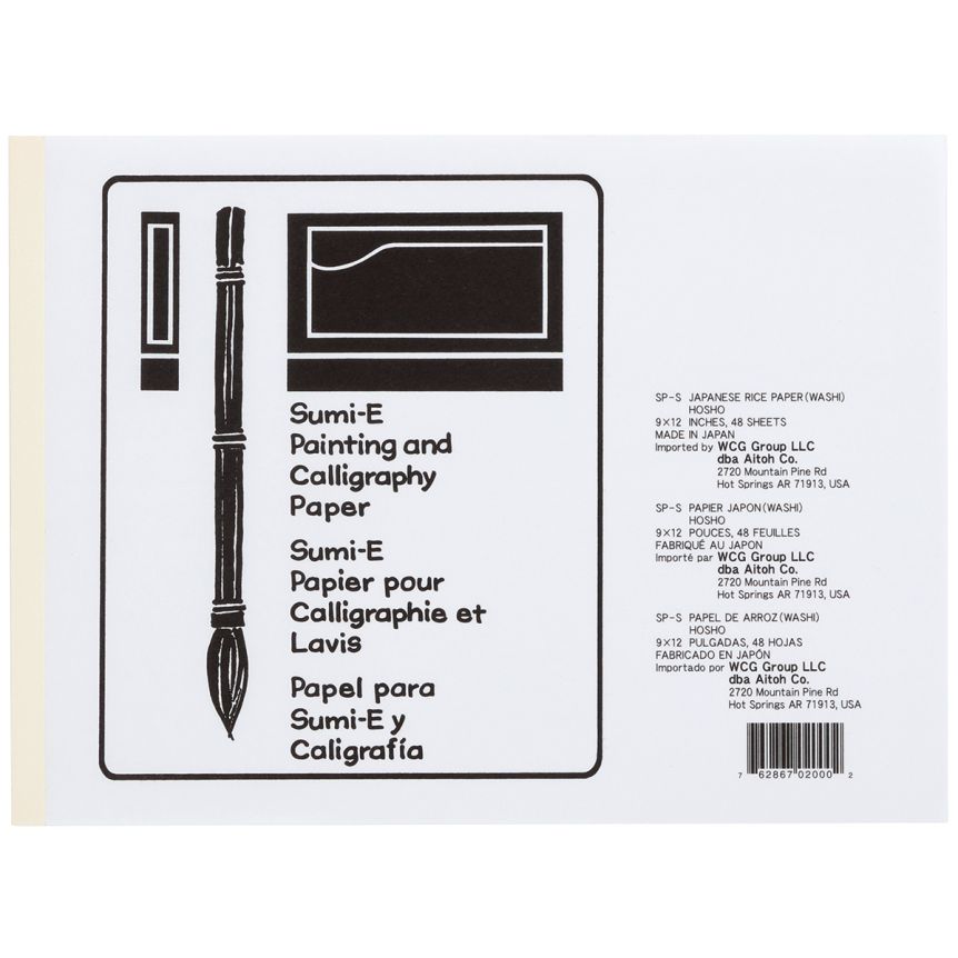 Aitoh Hosho Washi Sumi-E Sketch Pad, 9” x 12” White (48 Sheets)
