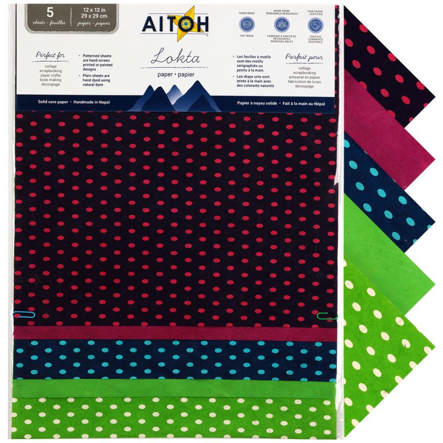 Aitoh Nepal Paper - Dots, 12”x12” (Pack of 5)
