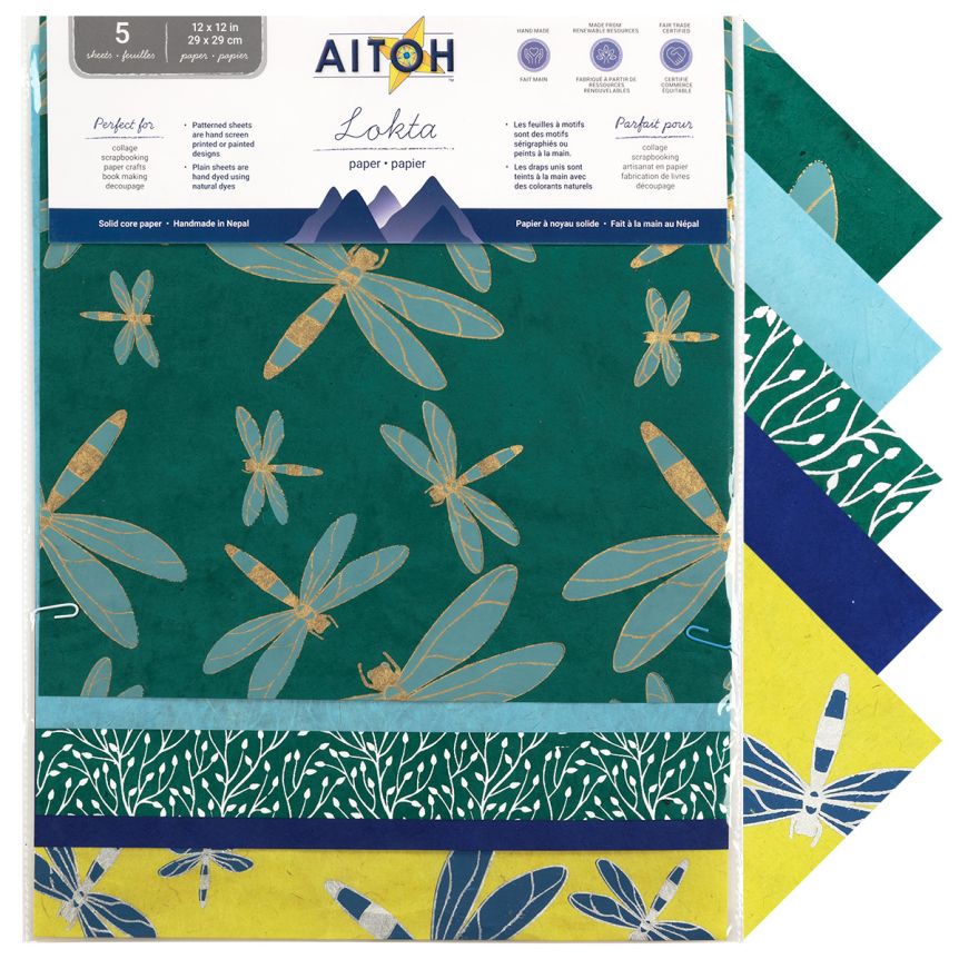 Aitoh Nepal Paper - Dragonflies, 12”x12” (Pack of 5)

