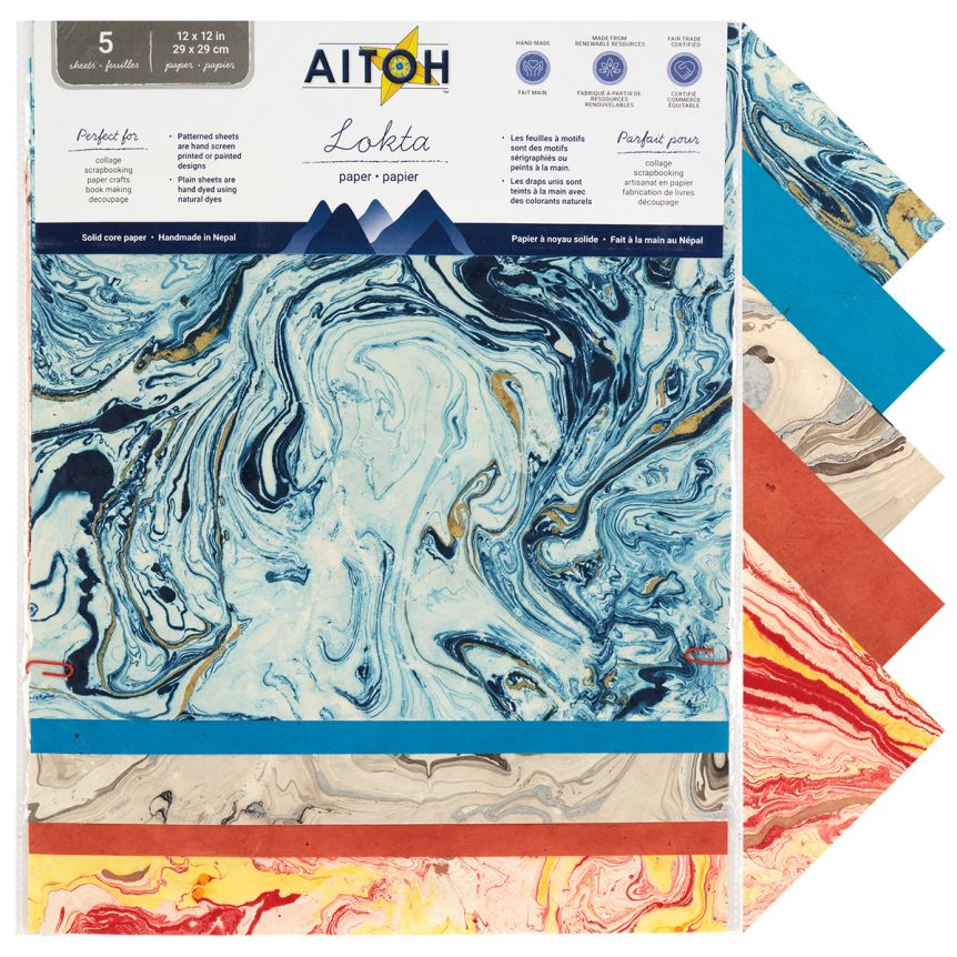 Aitoh Nepal Paper - Marble, 12”x12” (Pack of 5) 
