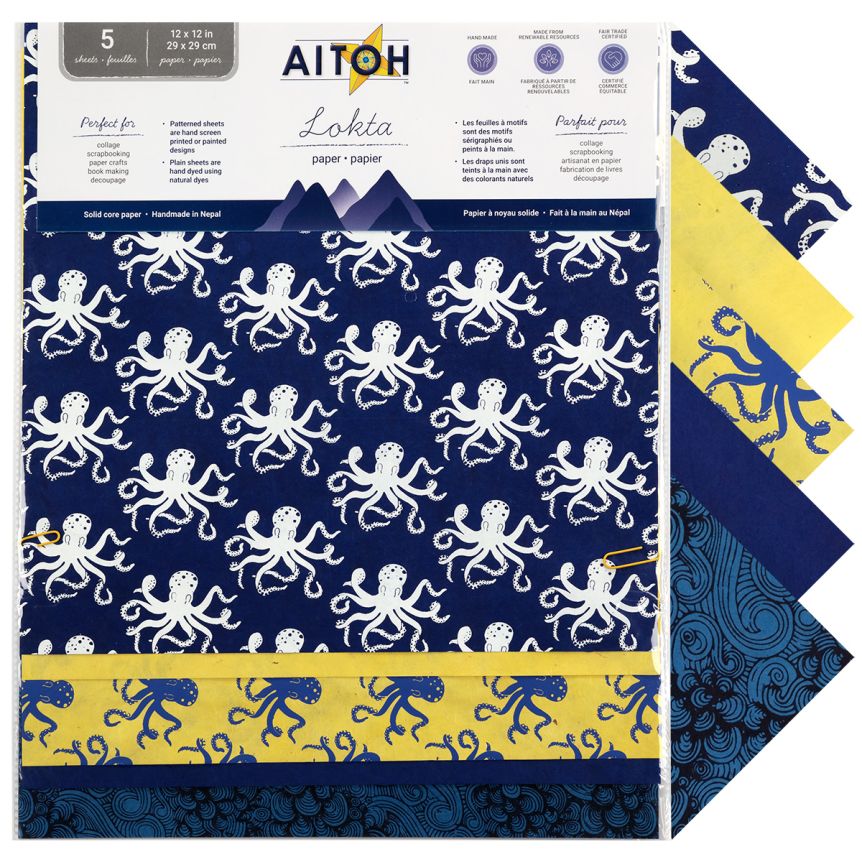 Aitoh Nepal Paper - Octopi, 12”x12” (Pack of 5)
