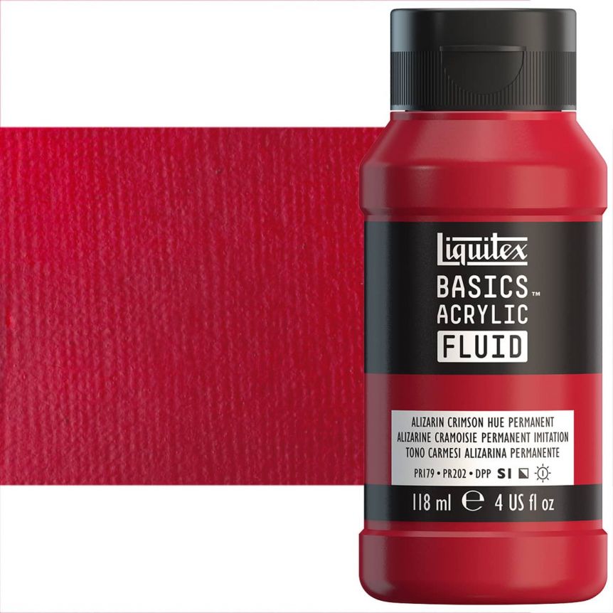 Liquitex Basics Fluid Acrylic - Alizarin Crimson Permanent Hue, 4oz Bottle