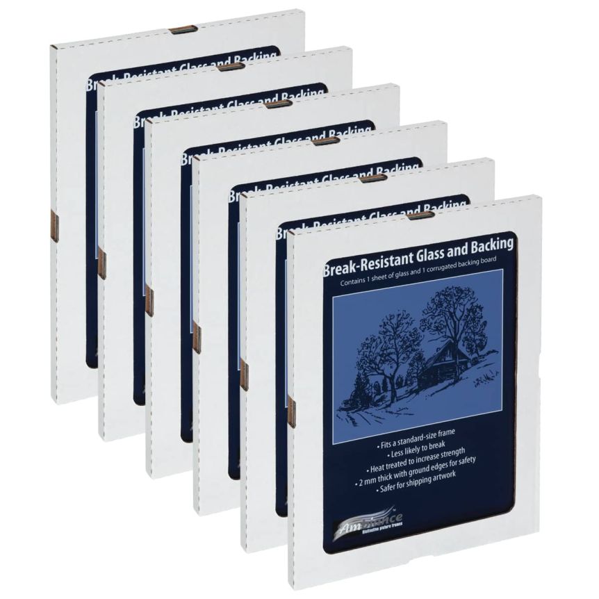 Ambiance Break-Resistant Picture Frame Glass and Backing 20" x 24", Box of 6