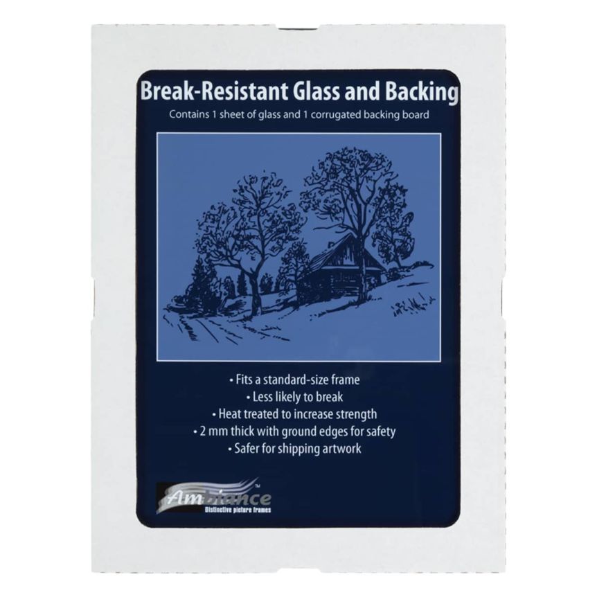 Ambiance Break-Resistant Picture Frame Glass and Backing 9" x 12", Individual