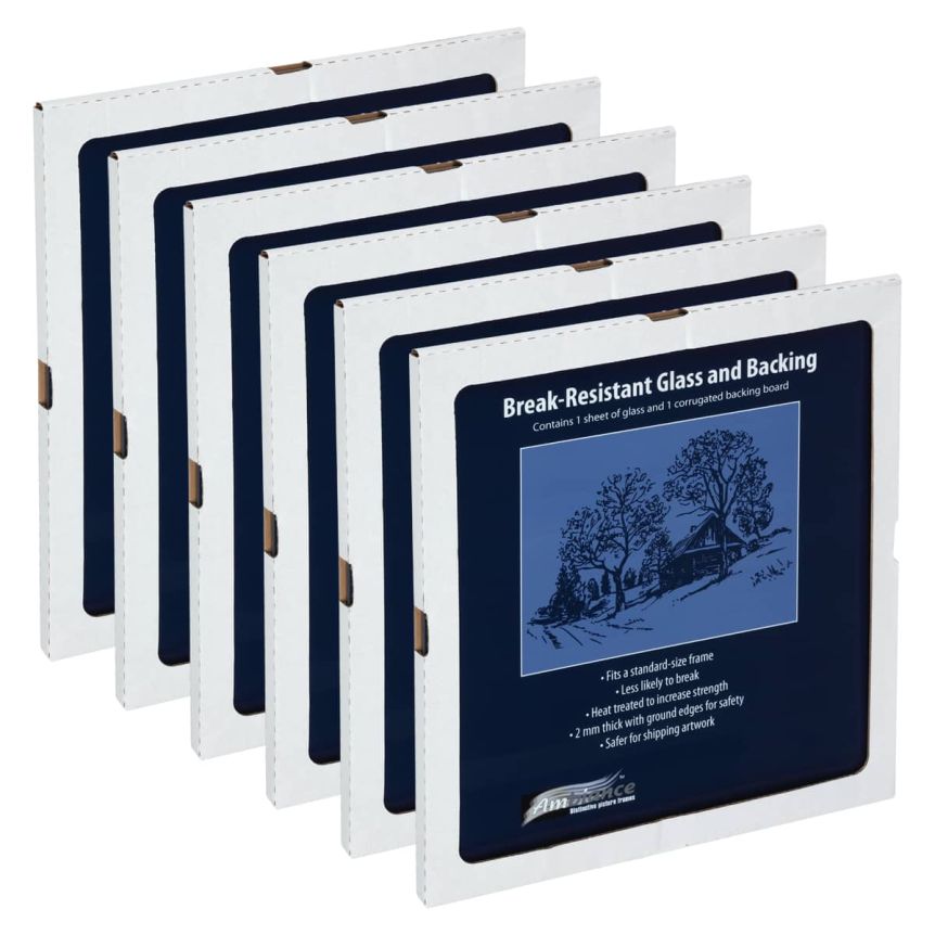 Ambiance Break-Resistant Picture Frame Glass and Backing 24" x 24", Box of 6