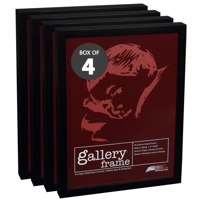 Ambiance Gallery Wood Frame - 8-1/2" x 11" Black, 1-1/2" Profile (Box of 4)