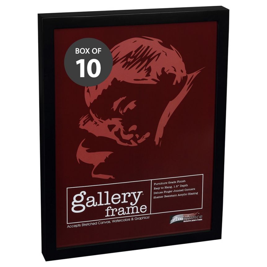 Ambiance Gallery Wood Frame 8"x10", Black Without Glazing 1-1/2" Deep (Box of 10)