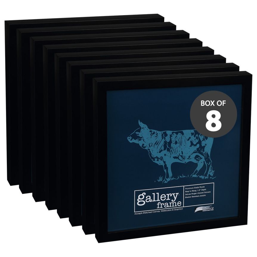 Ambiance Gallery Wood Frame 4"x4", Black 1-1/2" Deep (Box of 8)