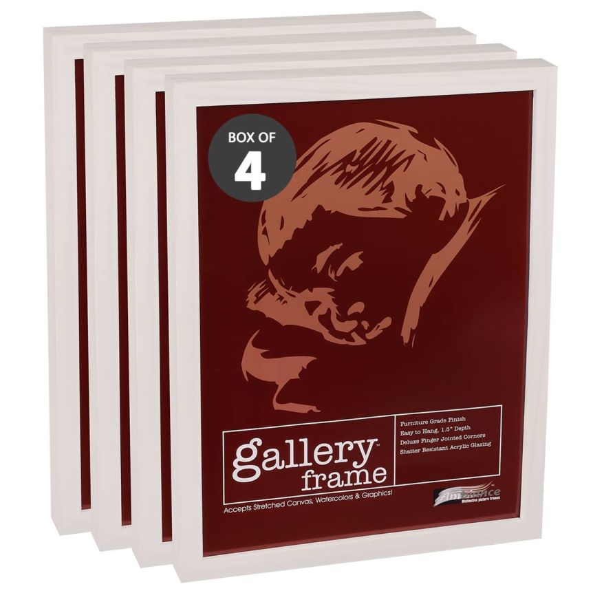 Ambiance Gallery Wood Frame - 8-1/2" x 11" White Wash, 1-1/2" Profile (Box of 4)