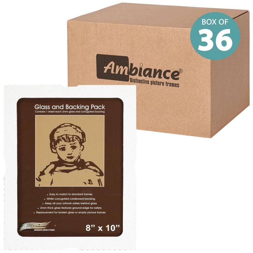 Ambiance Picture Frame Glass and Backing 8" x 10" Box of 36