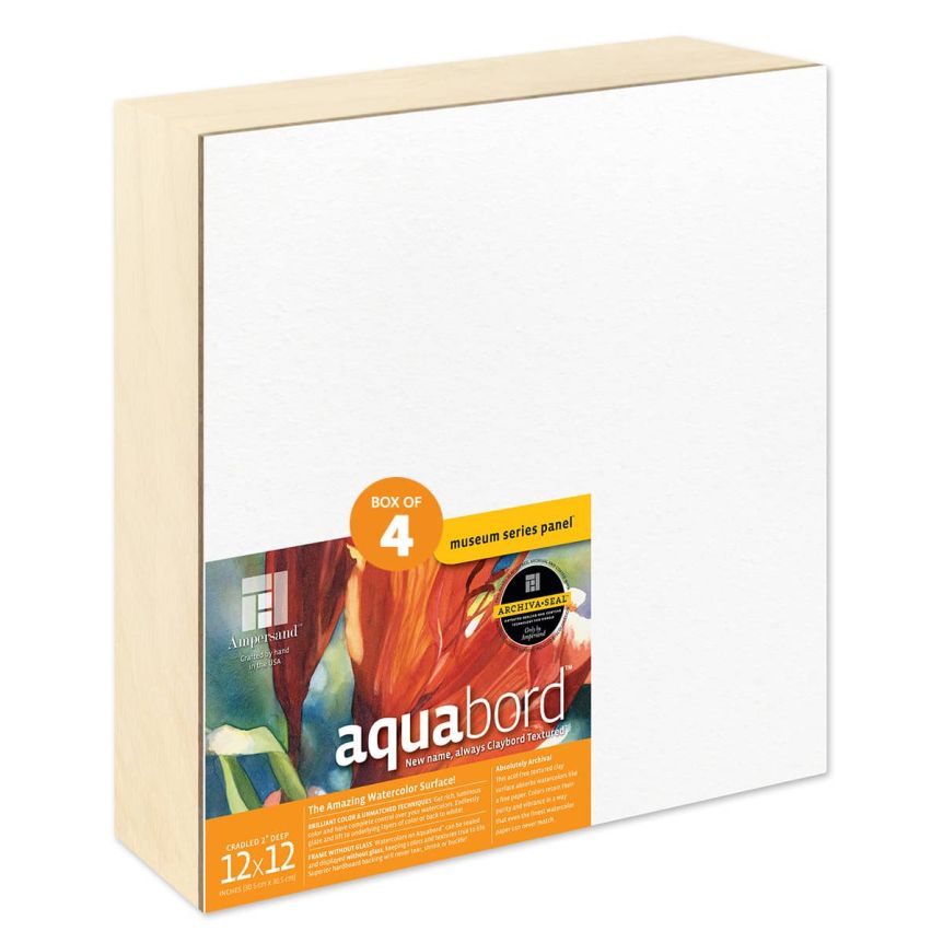 Ampersand Museum Series Aquabord 2" Deep Cradle Panel 12x12" (Box of 4)