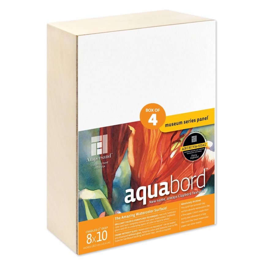 Ampersand Museum Series Aquabord 2" Deep Cradle Panel 8" x 10" (Box of 4)