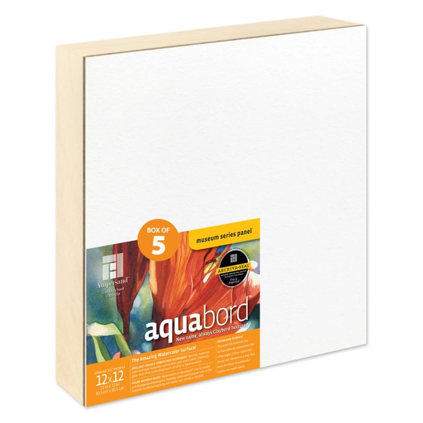 Ampersand Museum Series Aquabord 1-1/2" Deep Cradle Panel 12x12" (Box of 5)