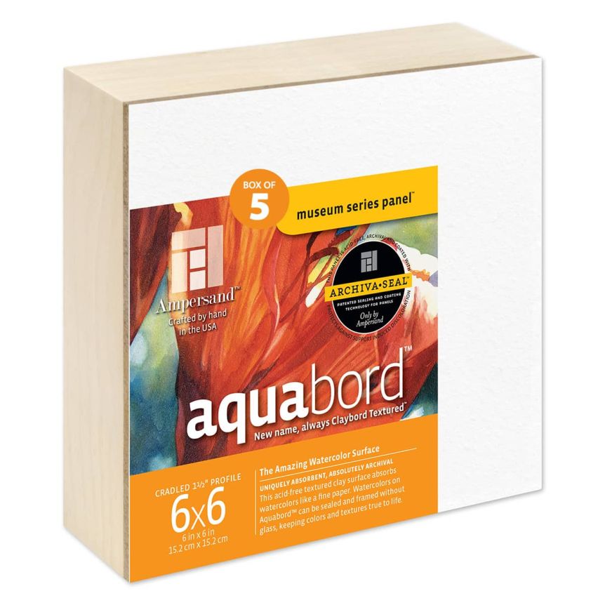 Ampersand Museum Series Aquabord 1-1/2" Deep Cradle Panel 6x6" (Box of 5)       