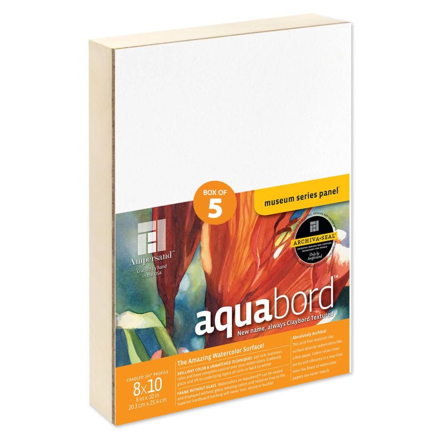 Ampersand Museum Series Aquabord 1-1/2" Deep Cradle Panel 8" x 10" (Box of 5)
