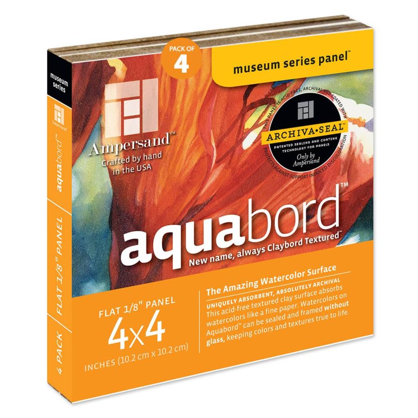 Ampersand Museum Series Aquabord 1/8" Flat Panel 4x4" (Pack of 4)