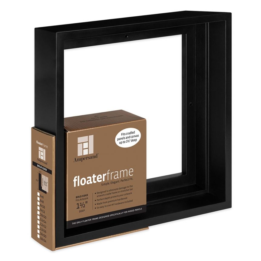Ampersand Bold Face, Black 12"x12" Floater Frame, 1-1/2" Deep