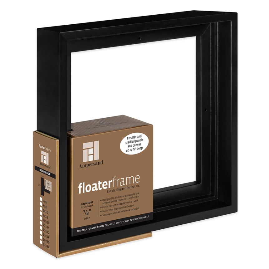 Ampersand Bold Face, Black 8"x8" Floater Frame, 7/8" Deep