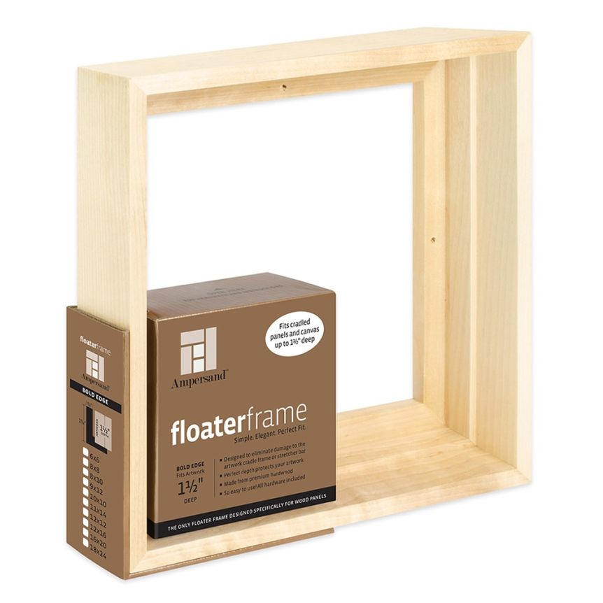 Ampersand Bold Face, Maple 8"x8" Floater Frame, 1-1/2 Deep