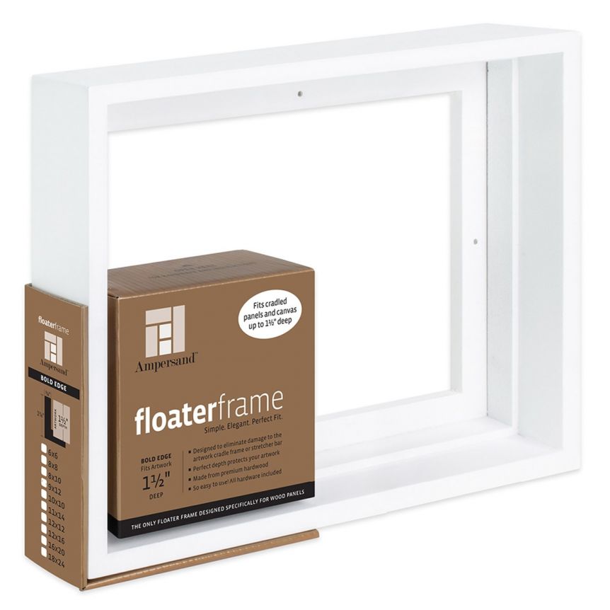 Ampersand Bold Face, White 8"x10" Floater Frame, 1-1/2" Deep