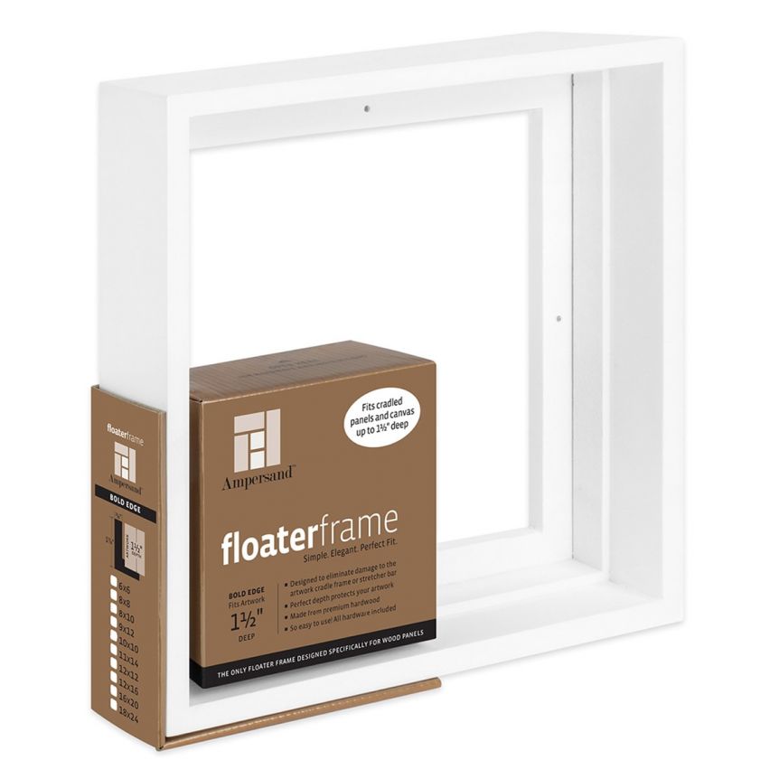 Ampersand Bold Face, White 12"x12" Floater Frame, 1-1/2" Deep