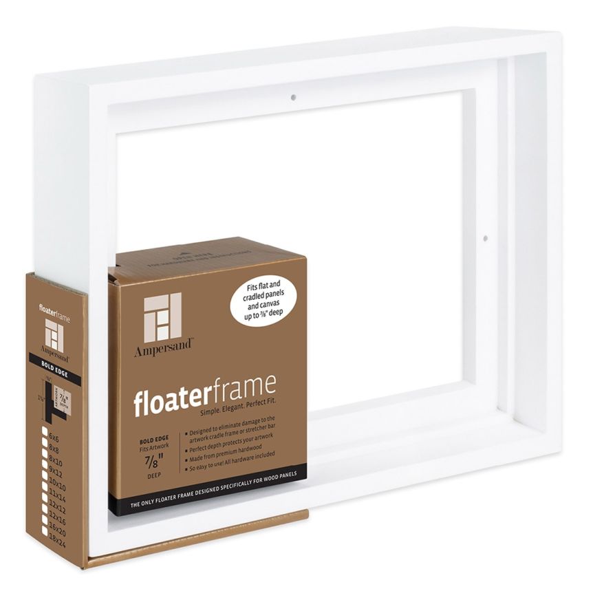 Ampersand Bold Face, White 5"x7" Floater Frame, 7/8" Deep