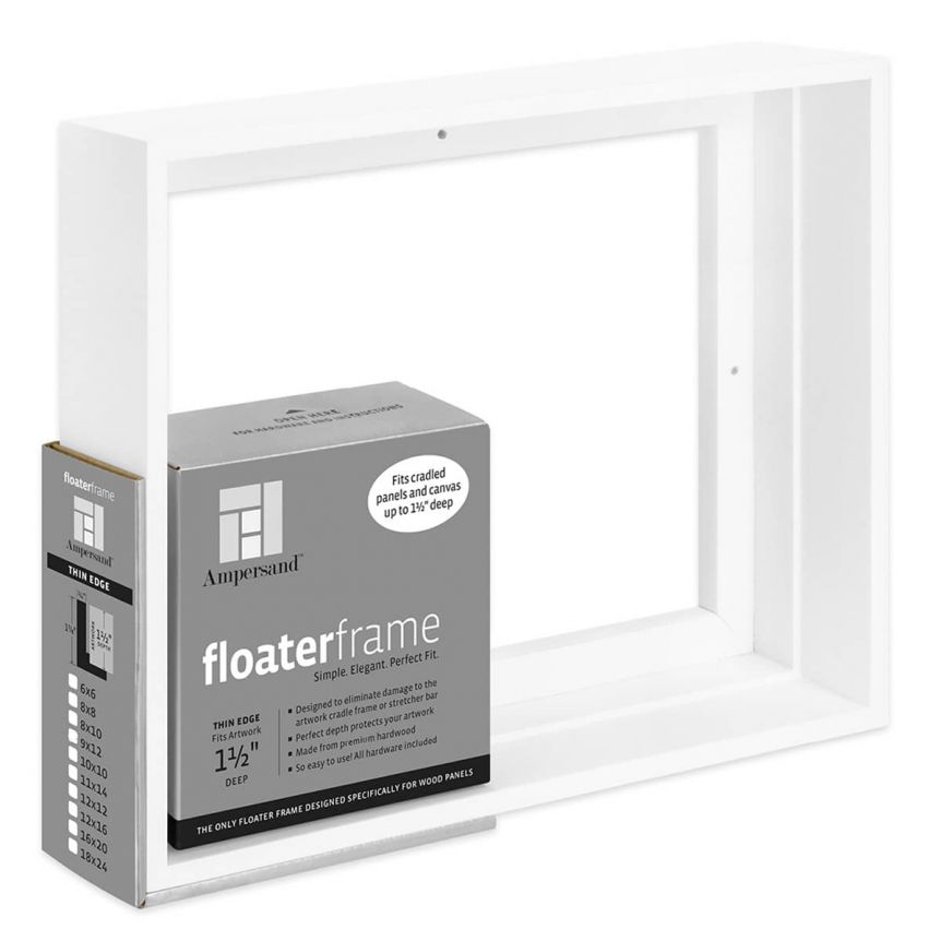 Ampersand Thin Face, White 8"x10" Floater Frame, 1-1/2" Deep