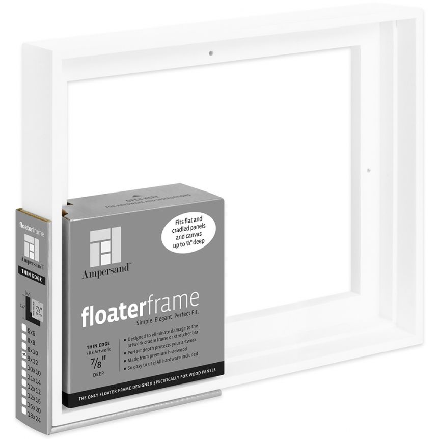 Ampersand Thin Face, White 8"x10" Floater Frame, 7/8" Deep