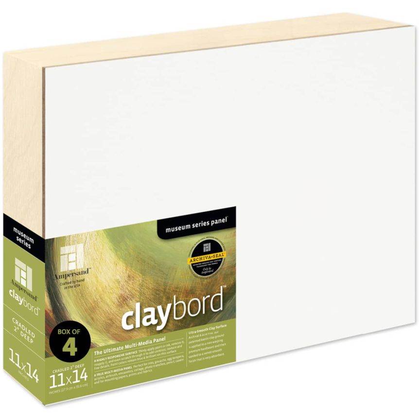 Ampersand Claybord Panel 2" Cradle - 11" x 14" (Box of 4)
