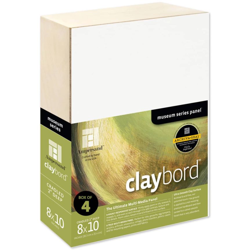 Ampersand Claybord Panel 2" Cradle - 8" x 10" (Box of 4)