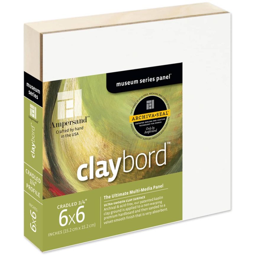 Ampersand Claybord Panel 3/4" Cradle - 6" x 6"