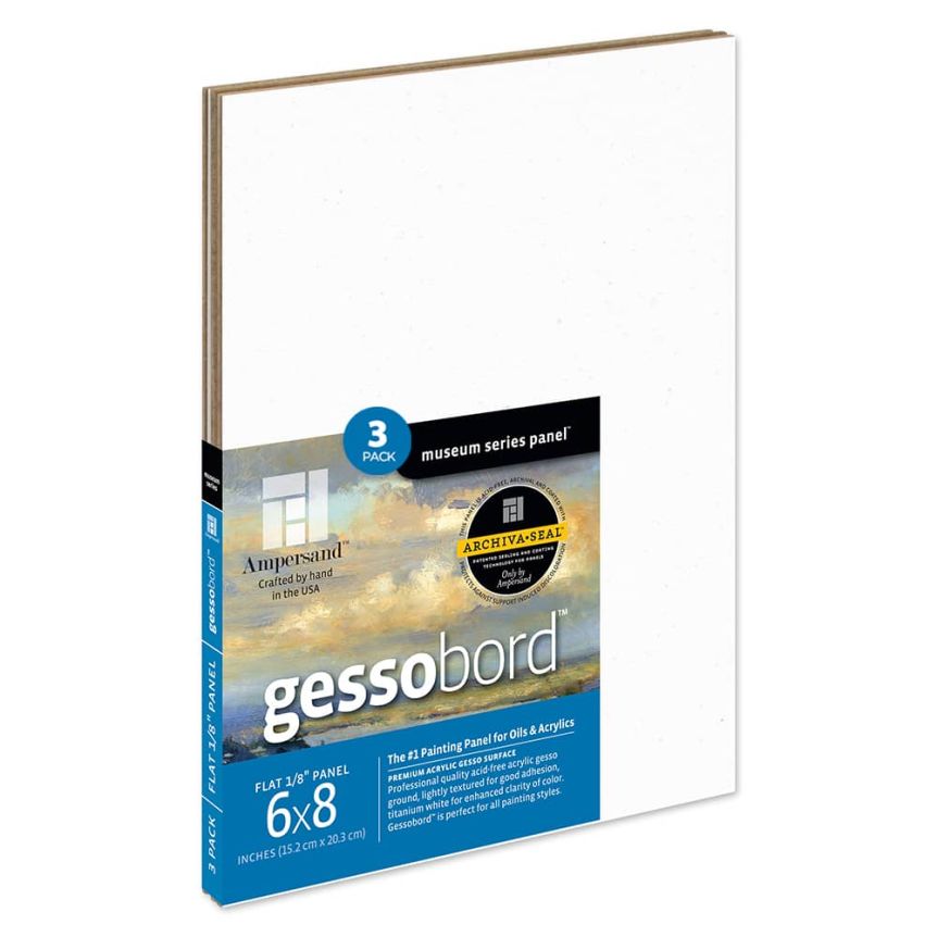 Ampersand Museum Series Gessobord 1/8” Flat Panel, 6x 8” 3 Pack