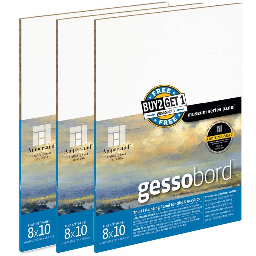Ampersand Museum Series Gessobord 1/8" Buy 2 Get 1 Flat Panel Bundle