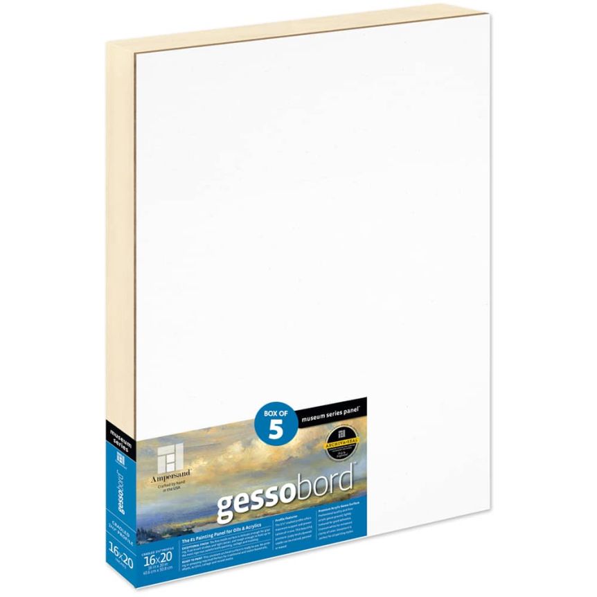 Ampersand Museum Series Gessobord 1-1/2" Cradled Panel, 16" x 20" - Box of 5