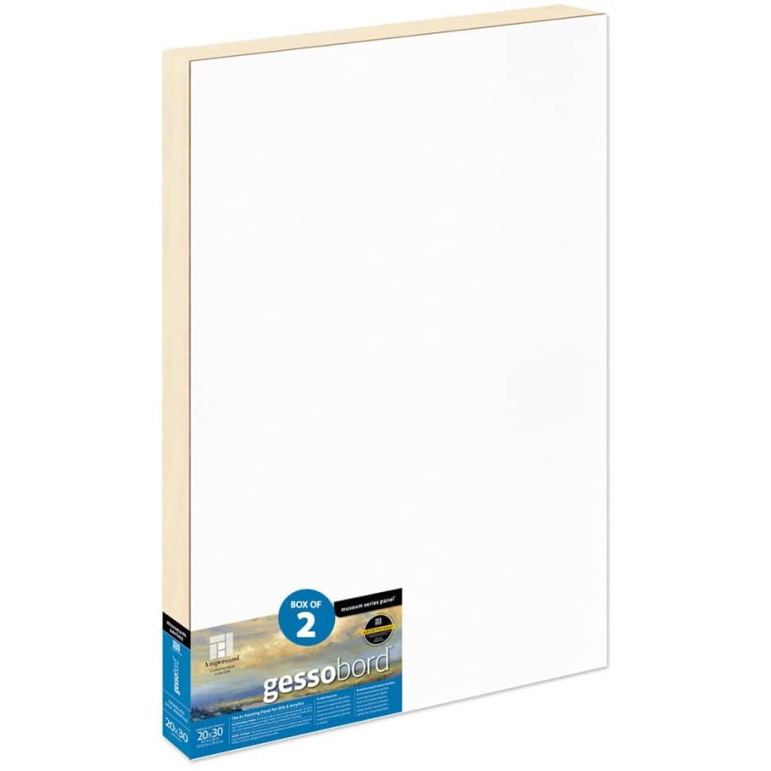 Ampersand Museum Series Gessobord 1-1/2" Cradled Panel, 20" x 30" - Box of 2