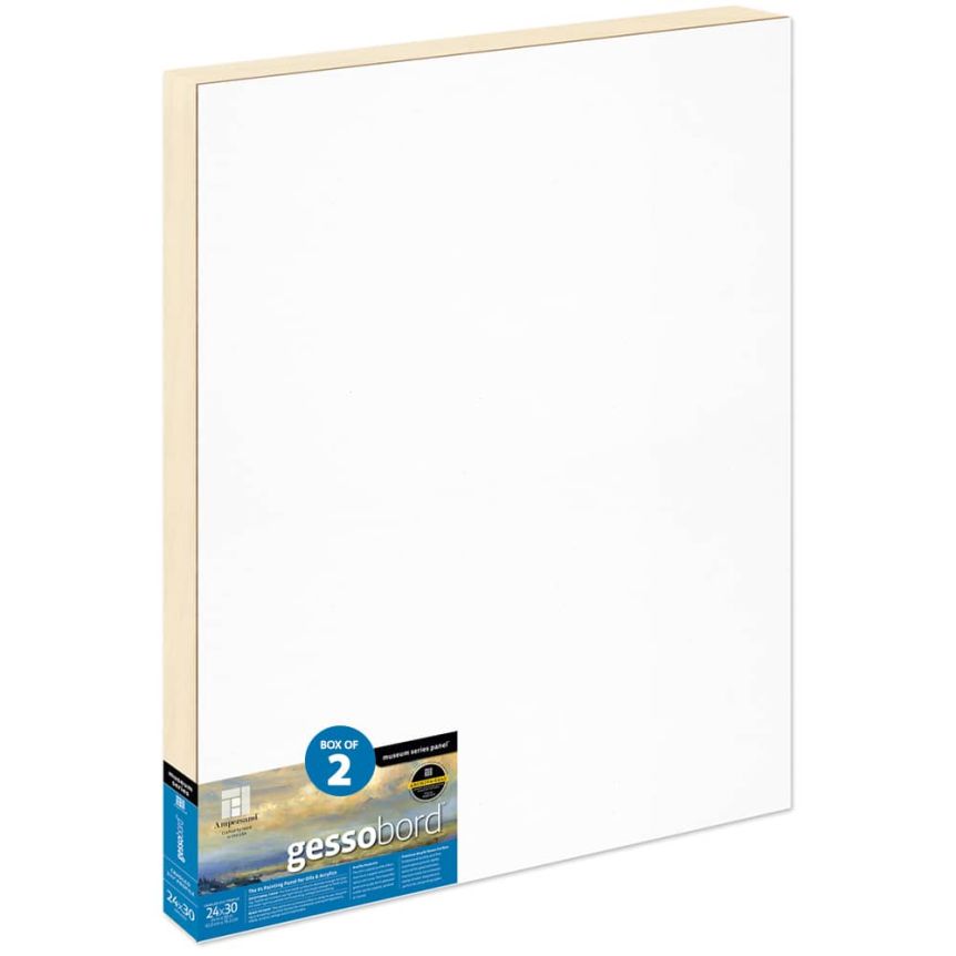 Ampersand Museum Series Gessobord 1-1/2" Cradled Panel, 24" x 30" - Box of 2