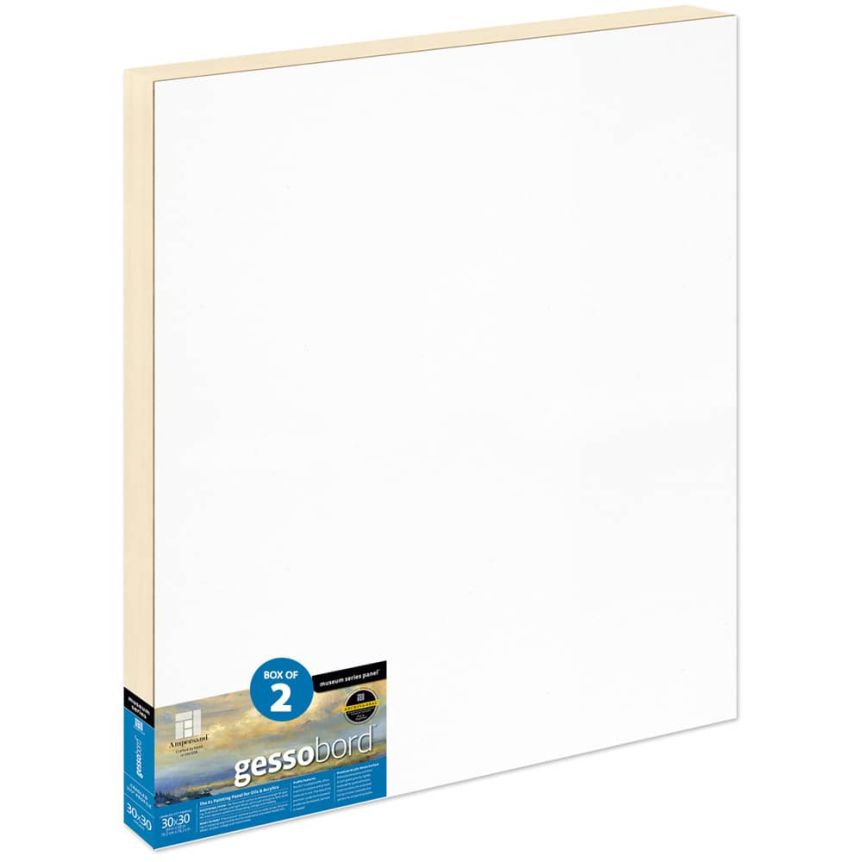Ampersand Museum Series Gessobord 1-1/2" Cradled Panel, 30" x 30" - Box of 2
