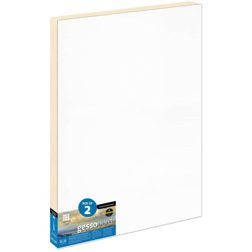 Ampersand Museum Series Gessobord 1-1/2" Cradled Panel, 30" x 36" - Box of 2