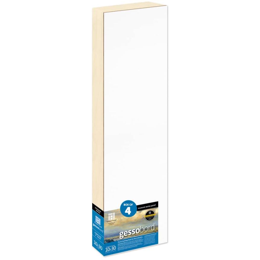 Ampersand Museum Series Gessobord 2" Deep Cradled Panel, 10" x 30" - Box of 4